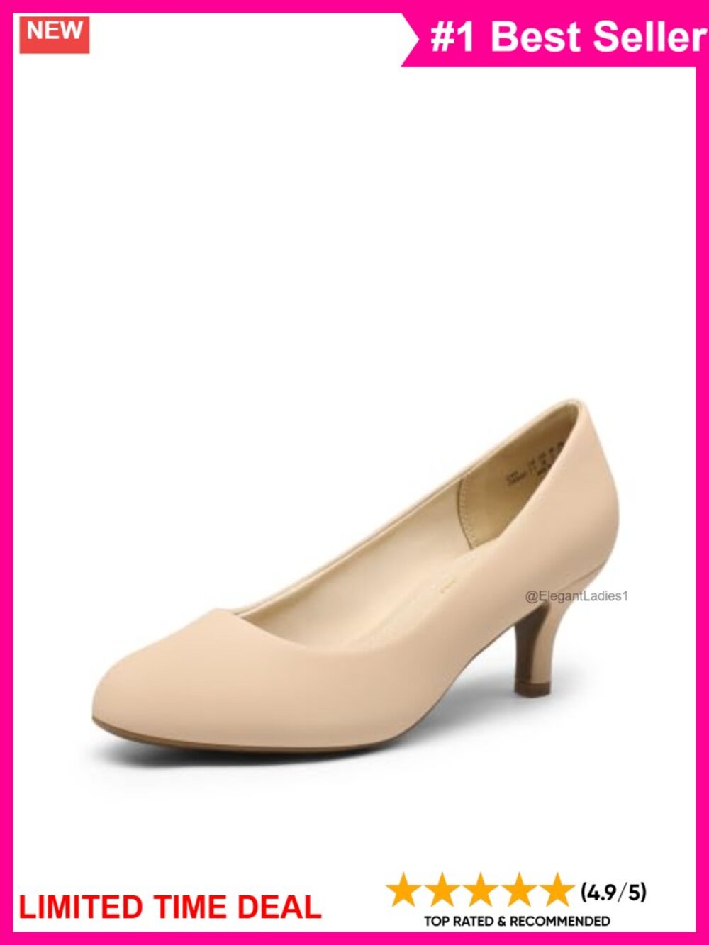 Women's Comfortable Kitten Heels Pumps Round Toe Slip On Man Made Materials